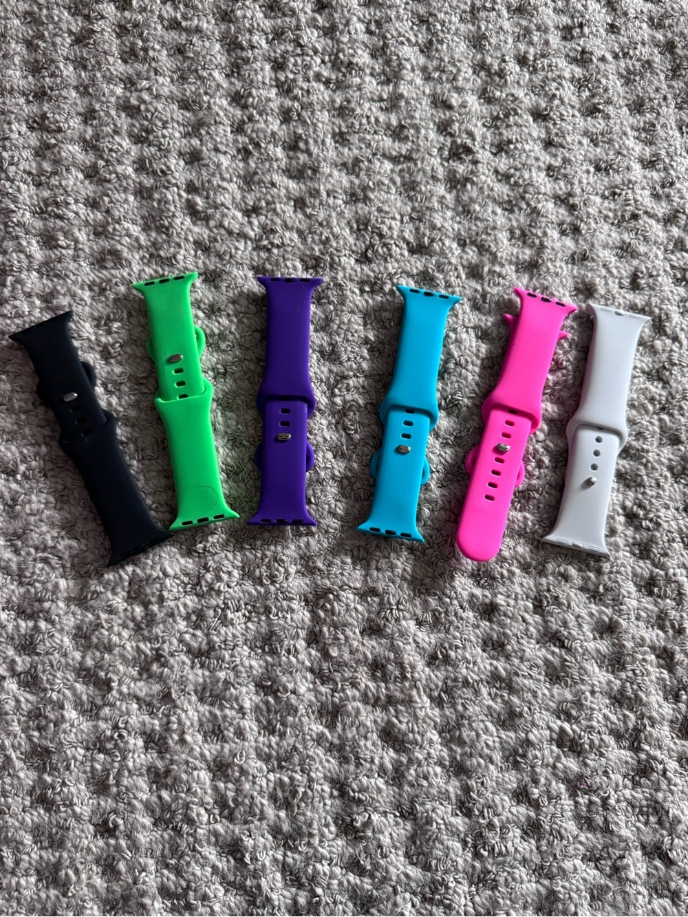 Silicone Apple Watch Style Bands - Black, Green, Purple, Teal, Pink, White